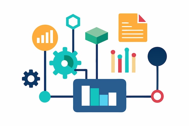 Vector machine learning graphics data analytics amp algorithm icons