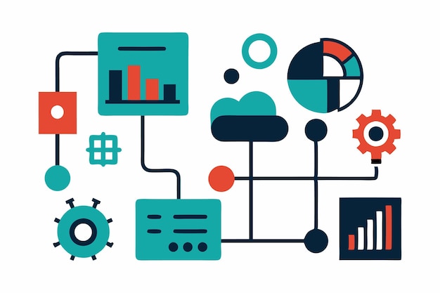 Vector machine learning graphics data analytics amp algorithm icons
