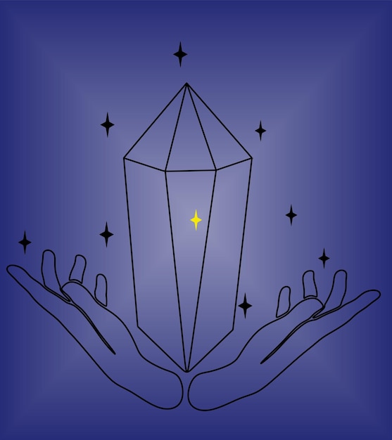 Vector magic hand with stars logo esoteric and mystical design elements