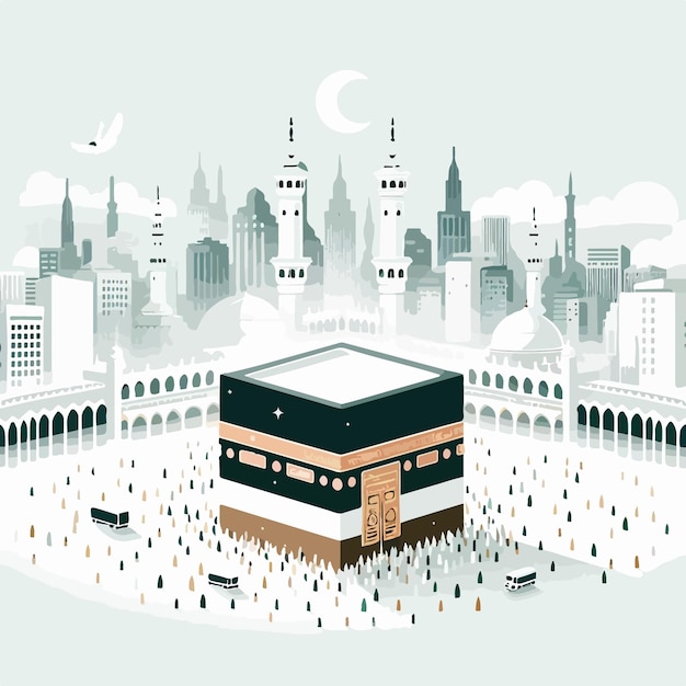 Vector makkah vector illustration islamic background eid mubarak