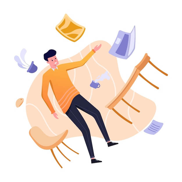 Vector man floating flat illustration concept