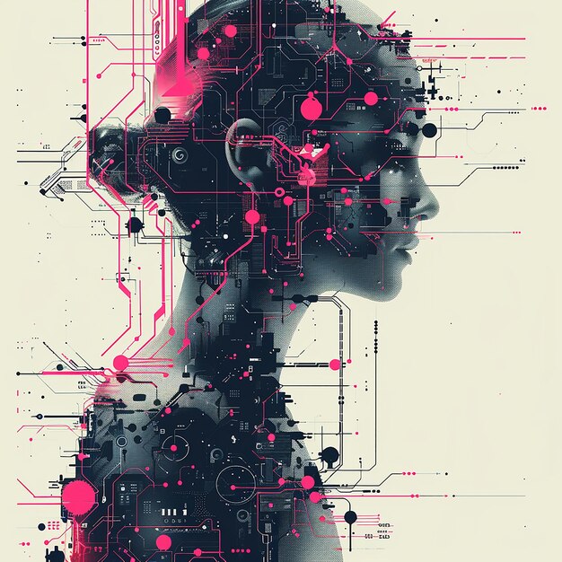 Vector man in the form of symbols of the computer unit system