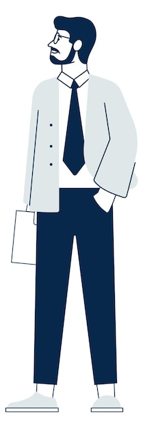 Vector man in glasses smart business character office manager
