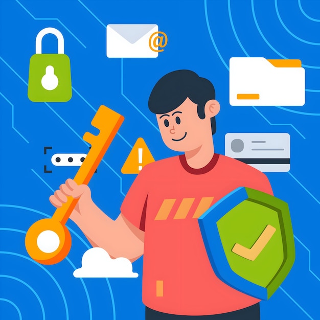 Vector a man holding a tool with a large wrench in the background