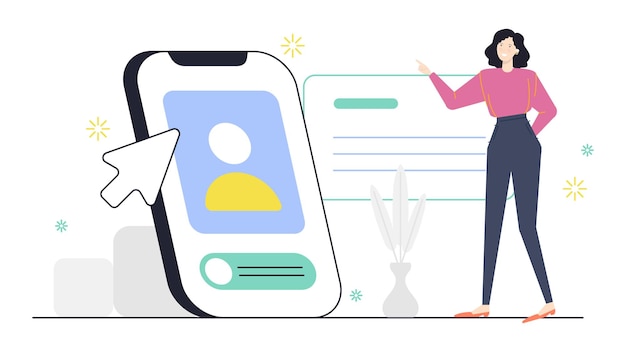 Vector a man is explaining about business increase diagram on the office