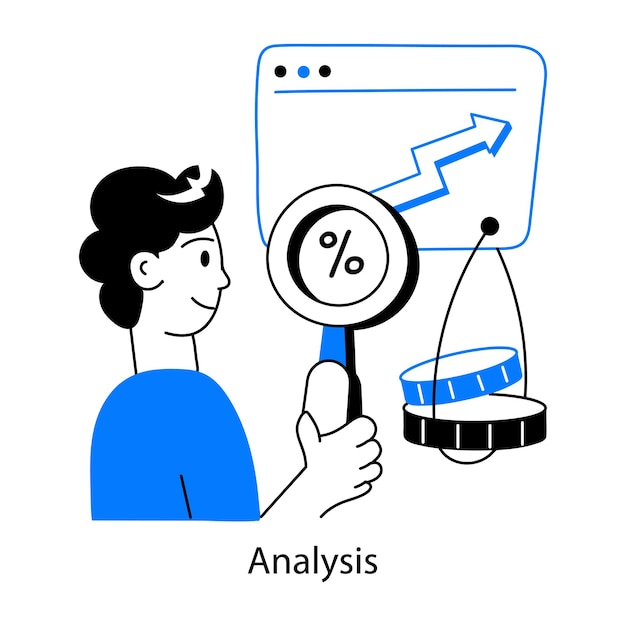 Vector a man is holding a magnifying glass and a magnifying glass