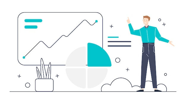 Vector a man is talking about business increase