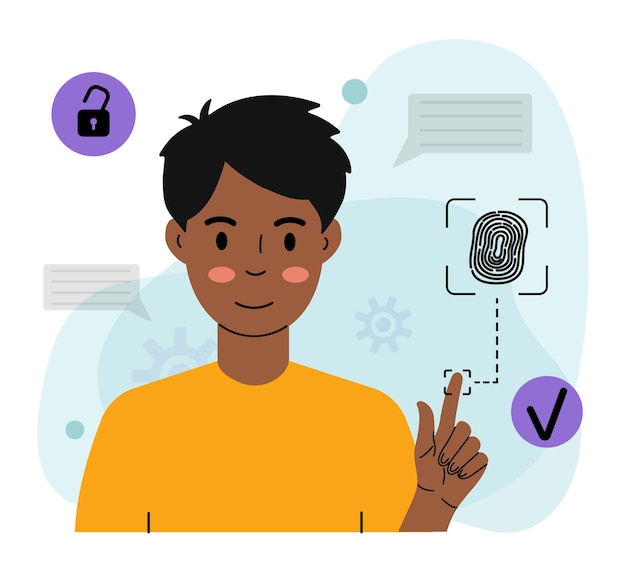 man using fingerprint scanner for security