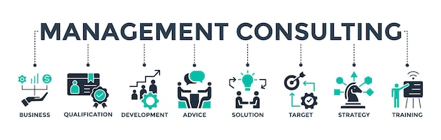Vector management consulting banner web icon vector illustration