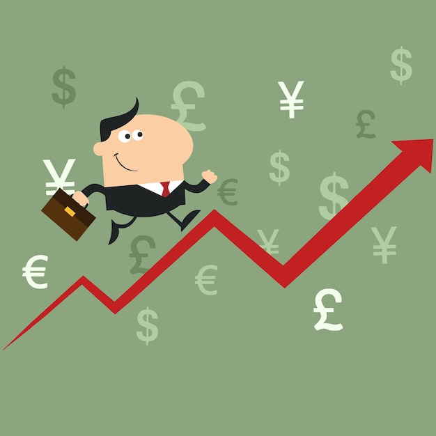 Vector manager running up a success arrowflat style vector illustration