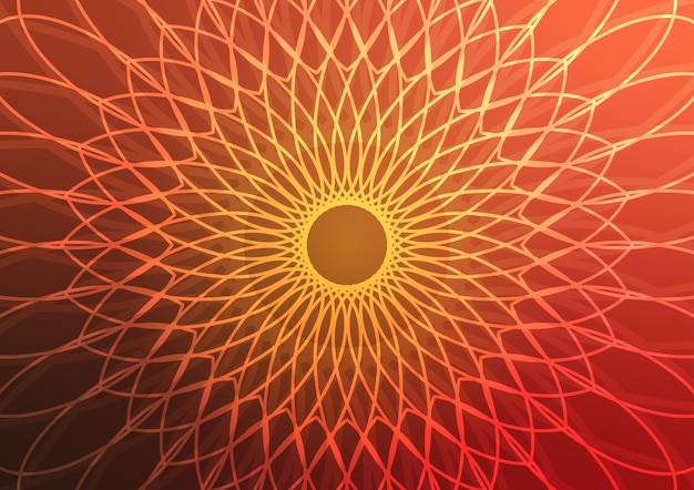 Vector mandala flower orange pattern soft red background