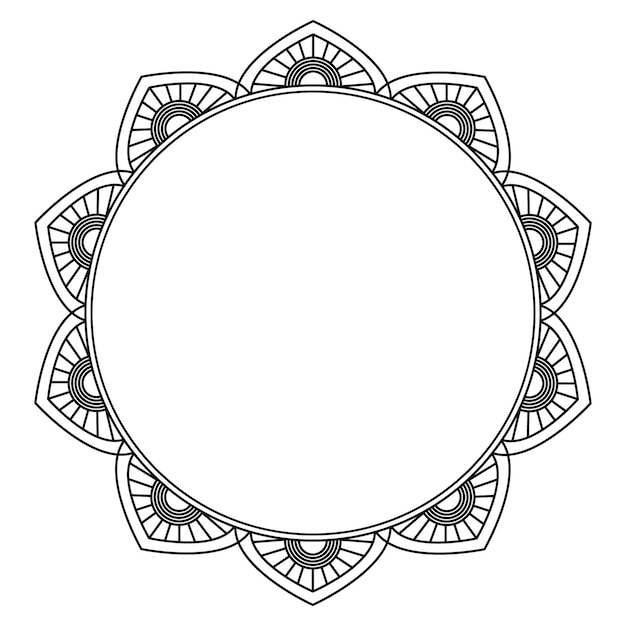 mandala style circular frame with geometric pattern isolated on white background