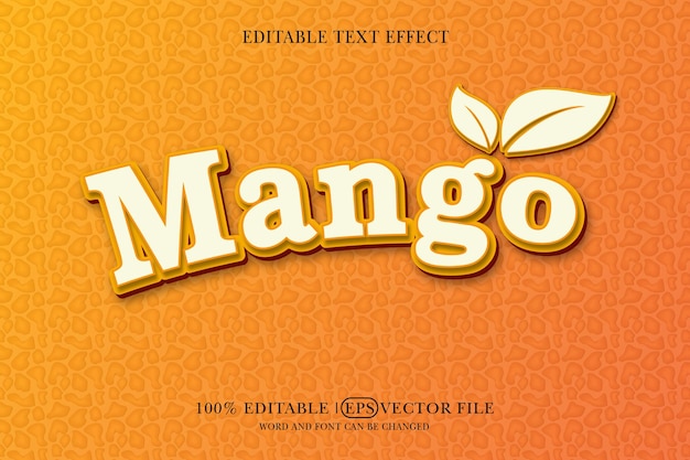 Vector mango 3d style text effect 3d text mockup