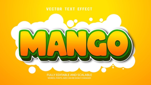 Vector mango editable text effect vector with cute background