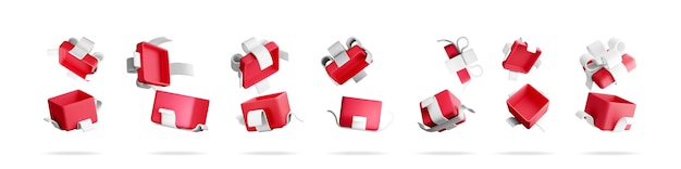 Vector many red gift boxes with white ribbons