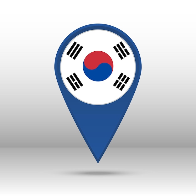Vector map pin south korea flag vector