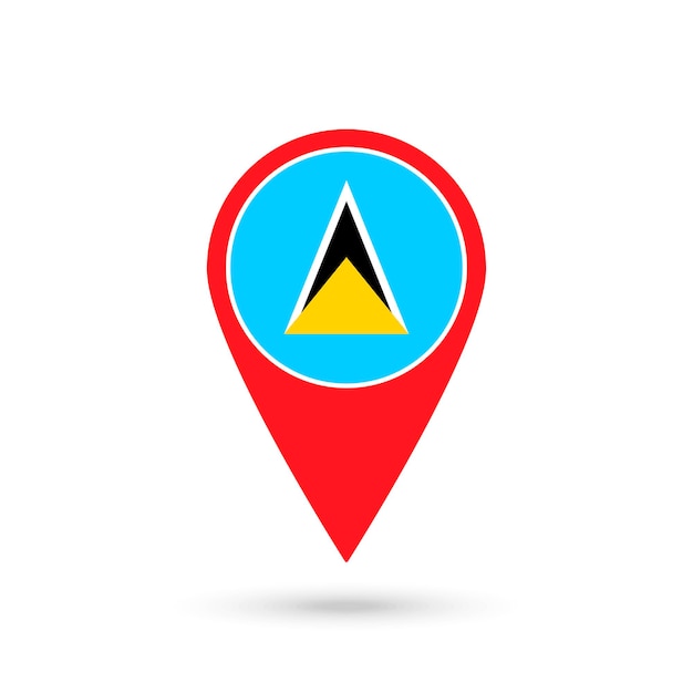 Vector map pointer with contry saint lucia saint lucia flag vector illustration