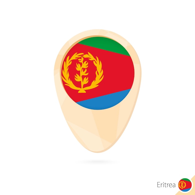 Vector map pointer with flag of eritrea orange abstract map icon