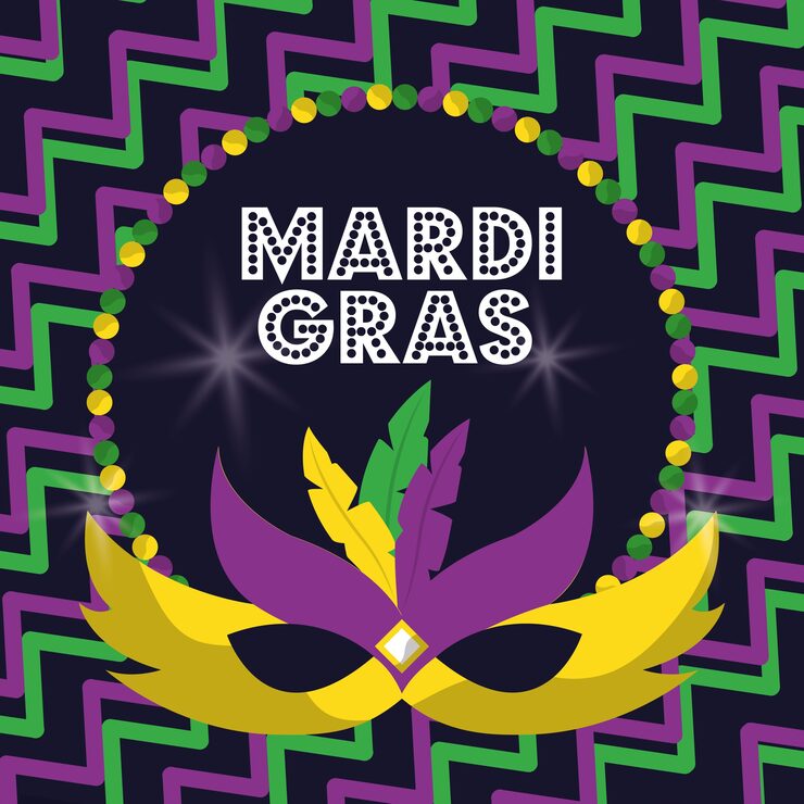 Vector mardi gras carnival masks with feathers beads glowing