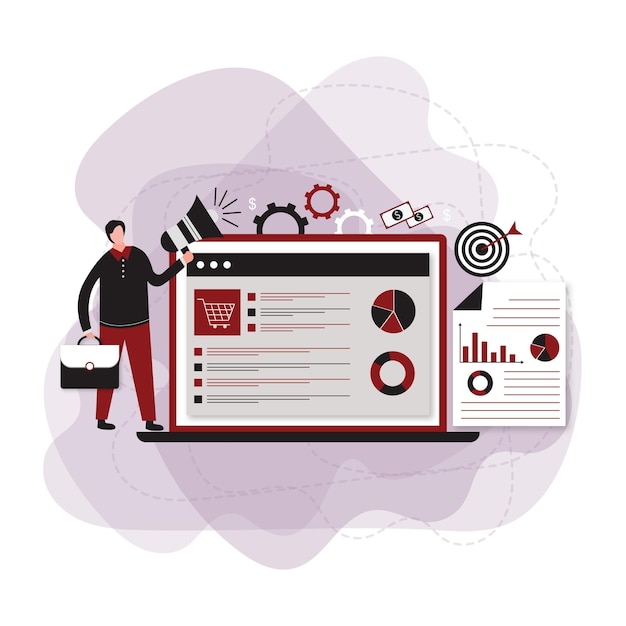 Vector marketing data people analytics and statistics