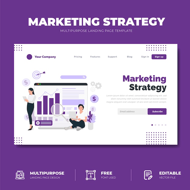 Vector marketing strategy landing page concept