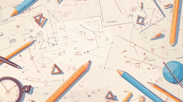 Vector math and geometry formulas on paper sheet with drawings