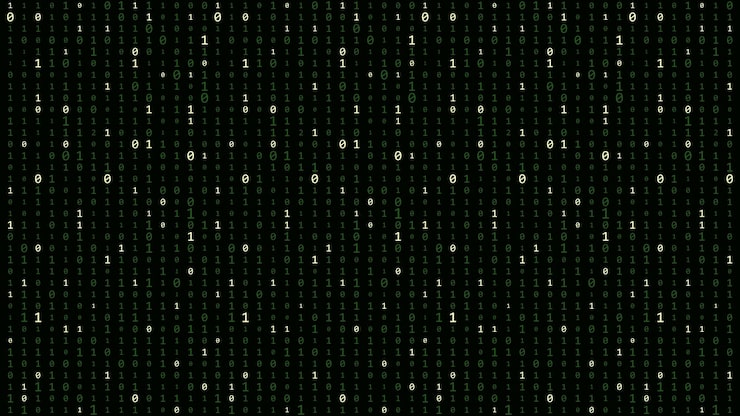 Matrix background Cyber security with binary code Rapidly falling randomly green numbers Decoding algorithms hacked software Big data visualization