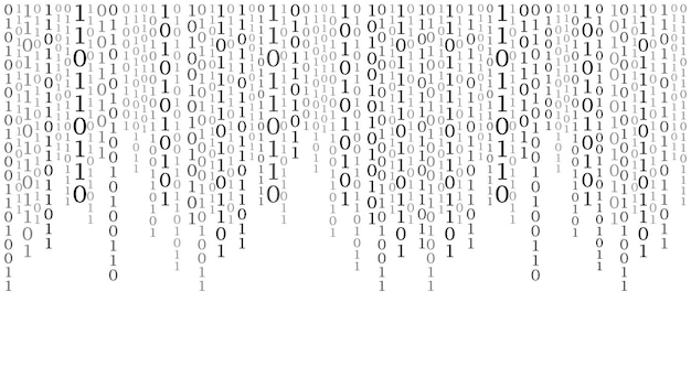 Vector matrix background cyber security with binary code rapidly falling randomly white numbers decoding algorithms hacked software big data visualization