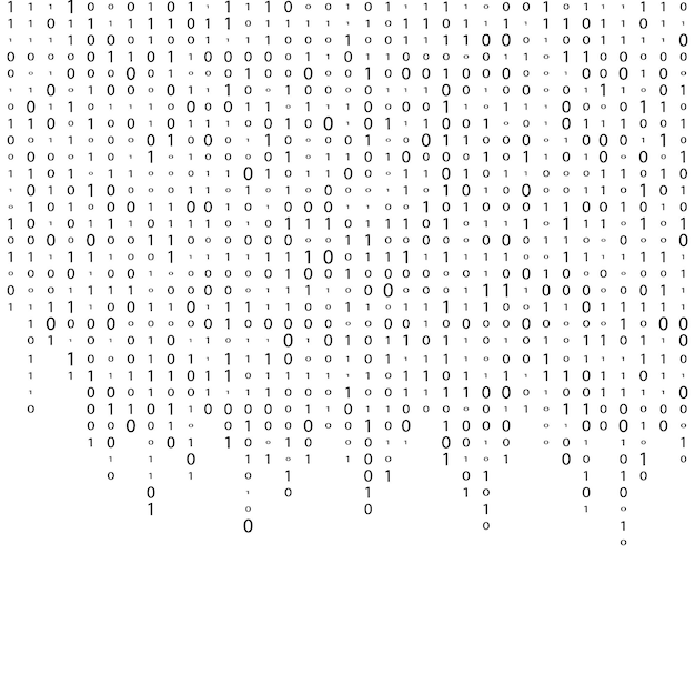 Vector matrix background vector binary code matrix black and white digital background with digits on screen data technology illustration binary computer code coding hacker concept