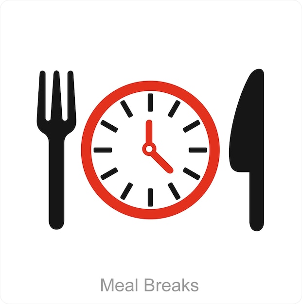 Vector meal breaks and food icon concept