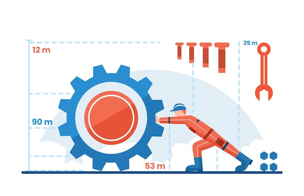 Vector mechanical engineering character flat illustration