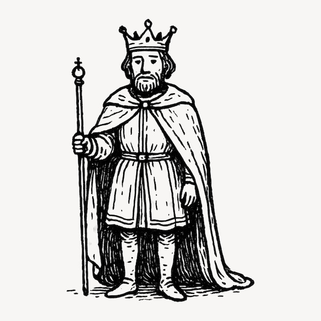 Vector medieval king illustration sketch vector