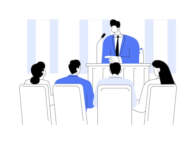 Vector meeting local politician abstract concept vector illustration group of citizens asking politician a question local government representative city council democratic choice abstract metaphor