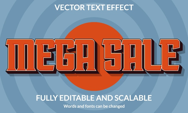 Vector mega sale 3d editable text effect typography vector template 2