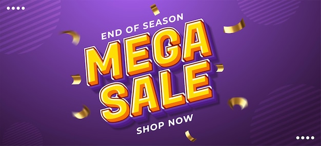 Vector mega sale promotion banner design with text effect editable 3d text style