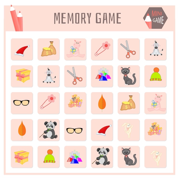 Vector memory game for kids animal maps vector graphics