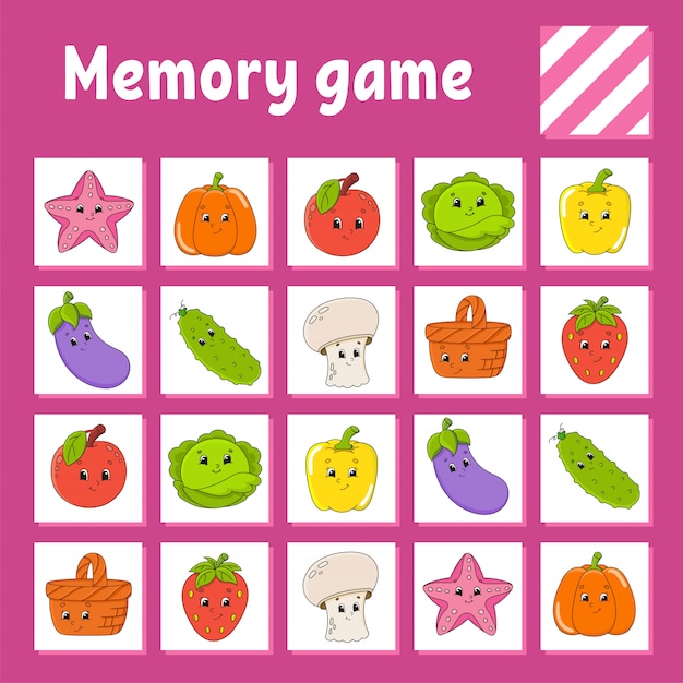 Vector memory game for kids. education developing worksheet. 