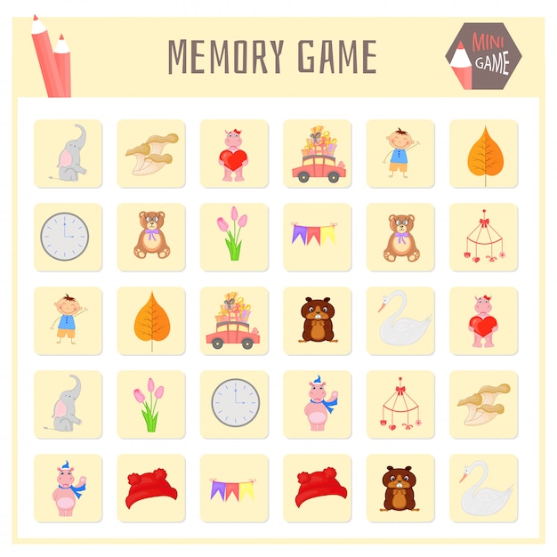 Vector memory game for kids