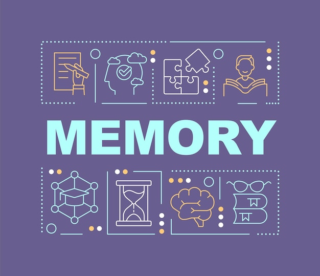 Vector memory word concepts violet banner