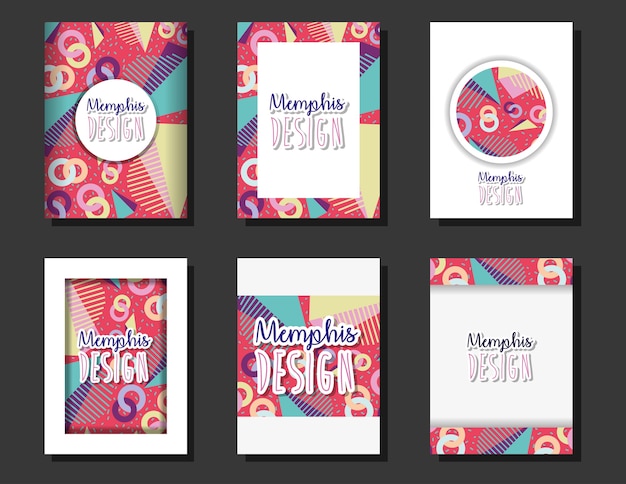 Vector memphis templates and backgrounds colorful design