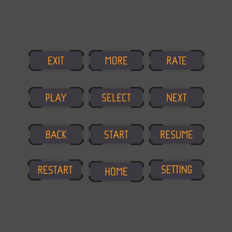 Menu button game template gui kit button interface for build web and mobile games and apps