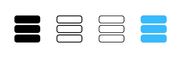 Vector menu buttons icons different styles a set of menu buttons three stick buttons vector icons