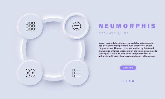 Vector menu buttons set icon tiles circles settings order alignment squares application control panel program app adjust technology concept neomorphism style vector line icon for business
