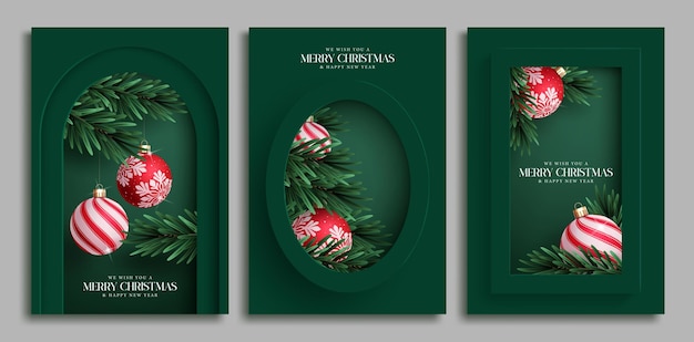 Vector merry christmas card clipart poster set christmas and happy new year greeting clip art