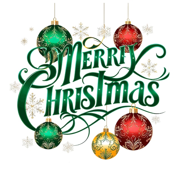 Vector merry christmas colorful typography with some ornaments