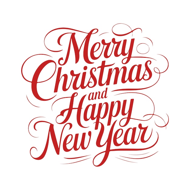 Vector merry christmas and happy new year festive typography with elegant calligraphy