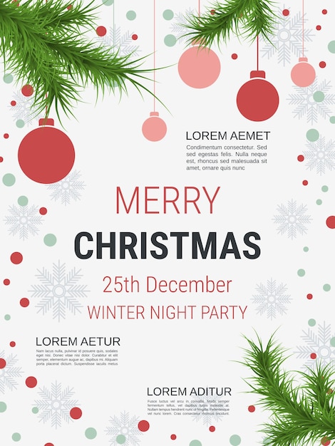 Vector merry christmas and happy new year minimalistic style vector flyer template