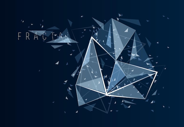Vector mesh object fractal design with connected lines vector abstract background low poly polygonal elements in 3d perspective science and technology theme