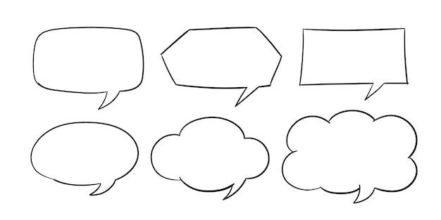 Vector message communication bubbles in cute doodle style on white background vector illustration