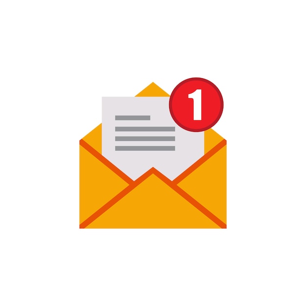 Vector message one incoming message open message icon notification vector